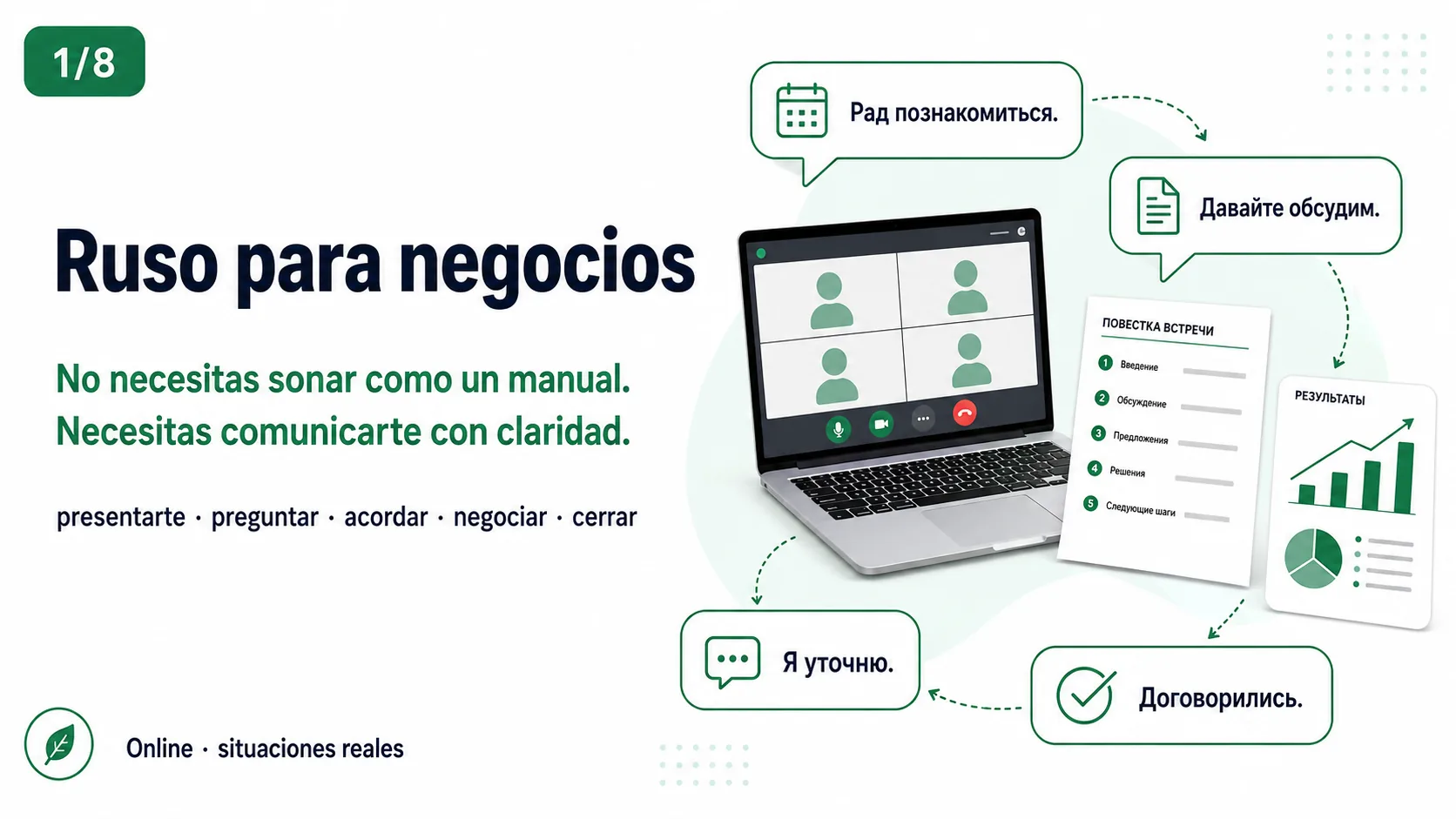 Curso de ruso para negocios online: presentarte, preguntar, acordar, negociar y cerrar con claridad